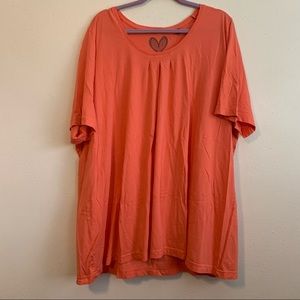 Ulla Popken Pleated Scoop Orange Basic Tee 28/30